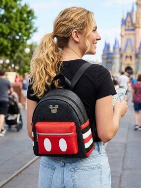 Disney Mickey Mouse Classic Cosplay Mini Backpack with Accordian Card Wallet